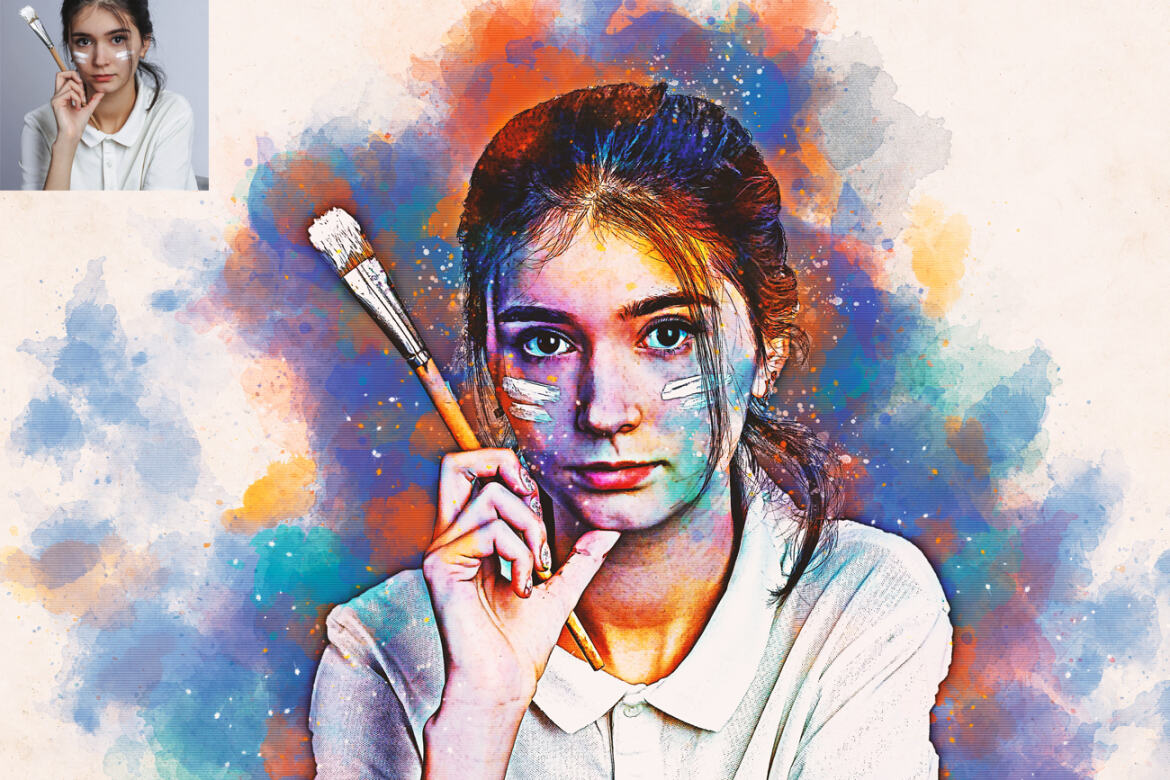 Watercolor Art Photoshop Action Deeezy