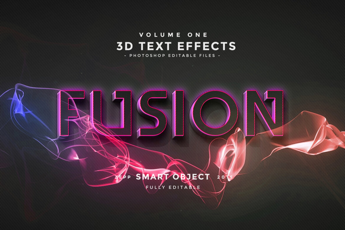 Fusion 3d Text Effect Editable Psd Modern Style Deeezy