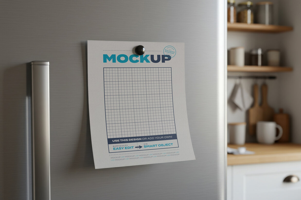 Note Paper pin to Fridge Mockup | Deeezy