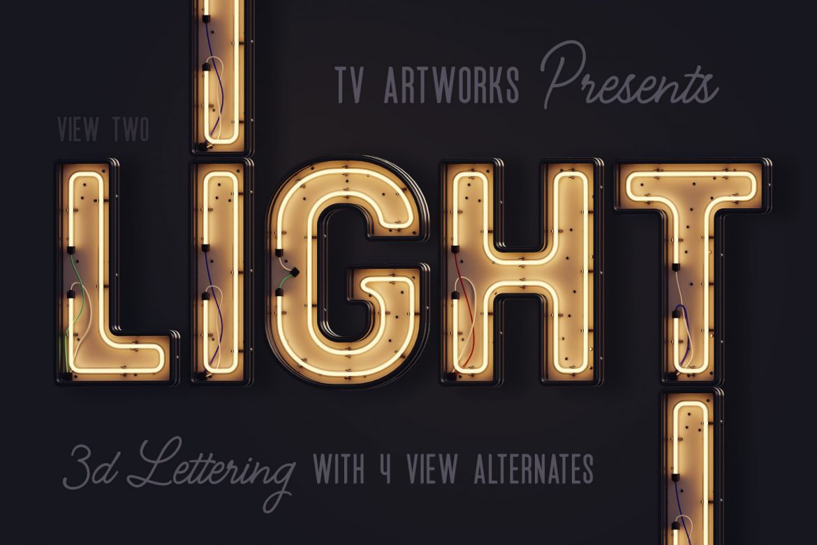 Modern Neon 3D Lettering View 2 | Deeezy