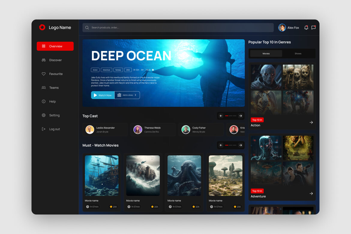 Movie Dashboard UI Kit | Deeezy