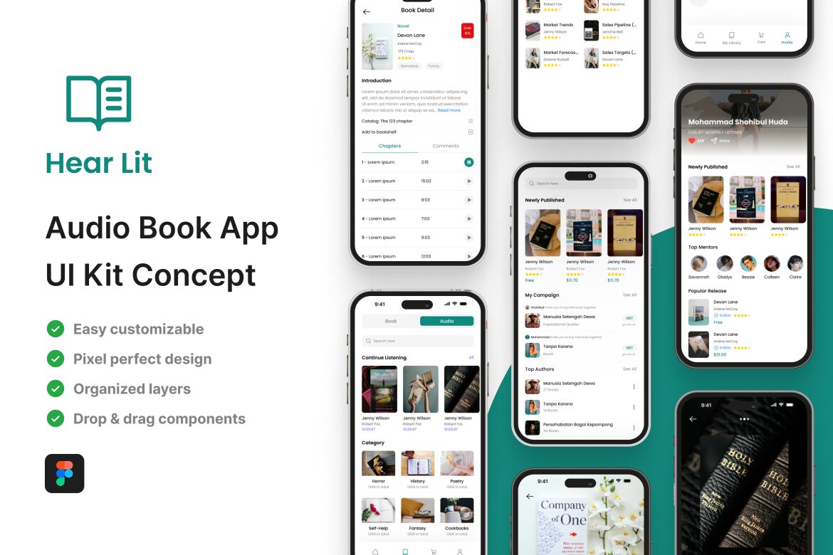 Hear Lit - Audio Book App UI Kit | Deeezy
