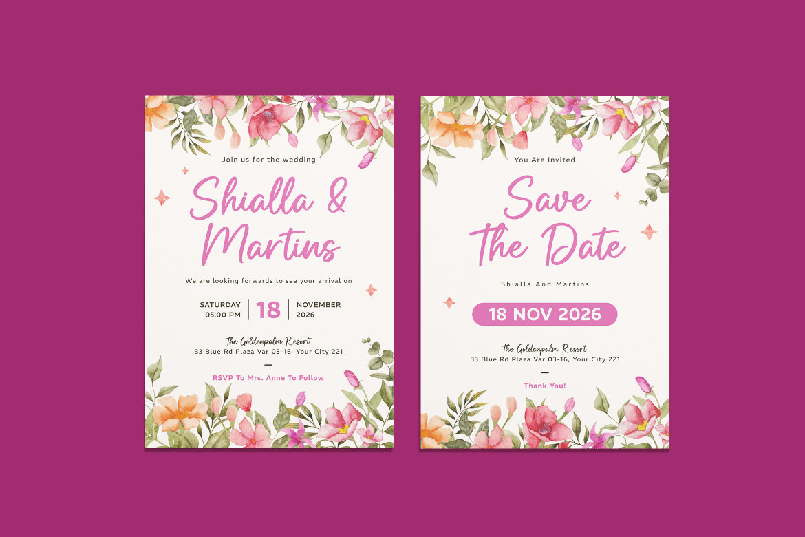 Flow Grounds Wedding Invitation Template | Deeezy
