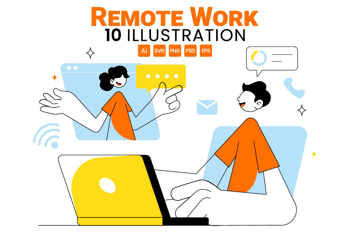 10 Home Remote Working Setup Illustration | Deeezy