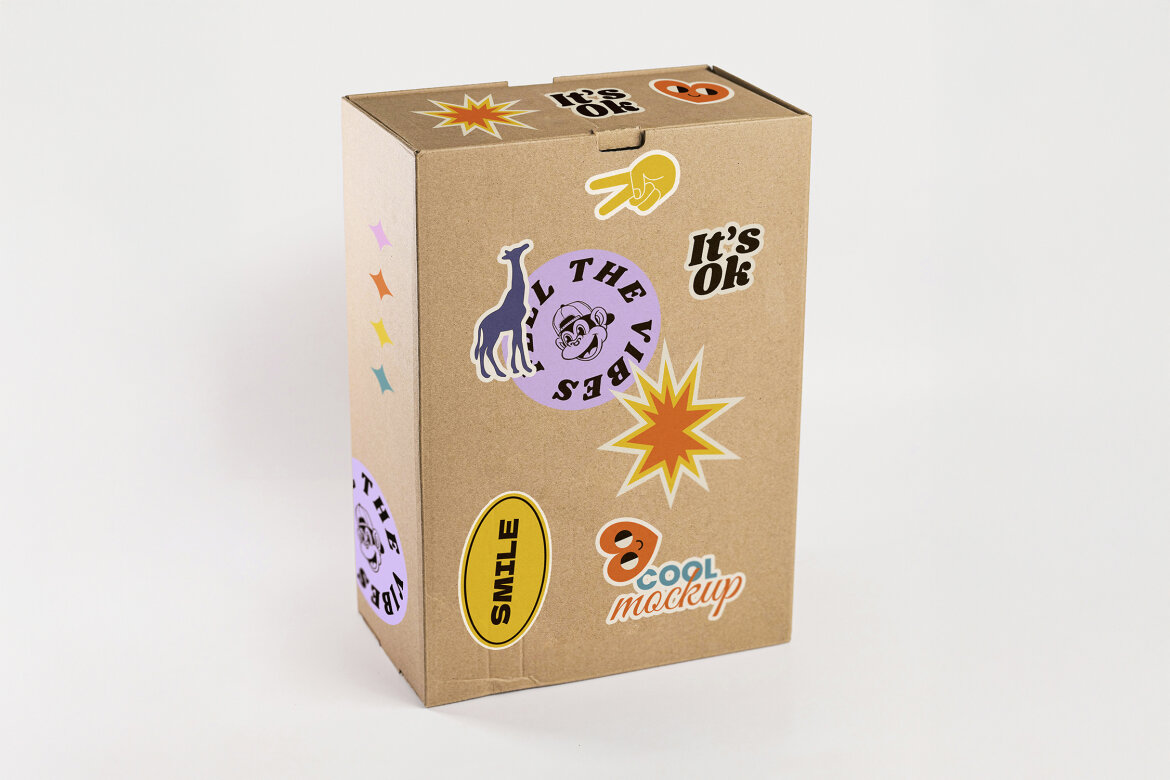 Stickers on Boxes Mockups | Deeezy