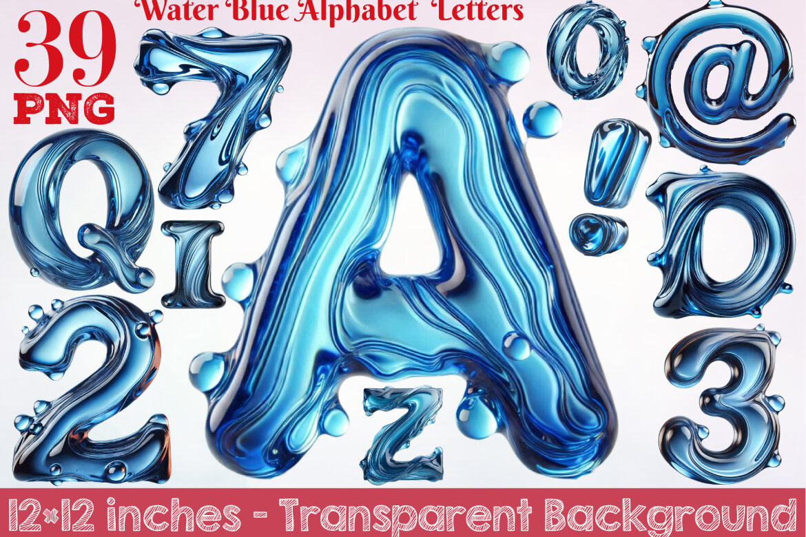 Water Blue Alphabet Letters Clipart PNG | Deeezy