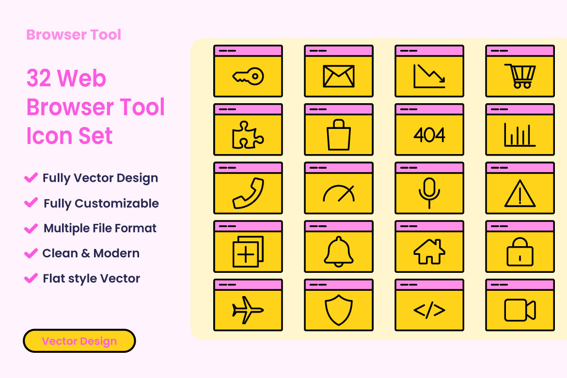 32 Web Browser Tool Icon Set | Deeezy