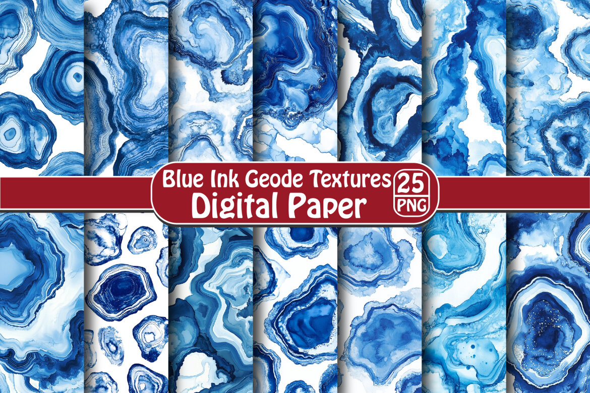 Blue Ink Geode Textures | Deeezy