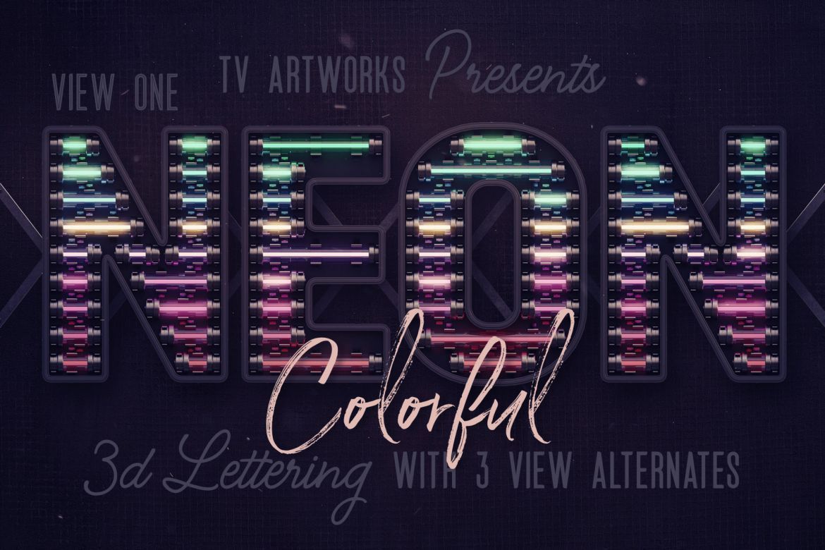 Colorful Neon 3D Lettering View 1 | Deeezy