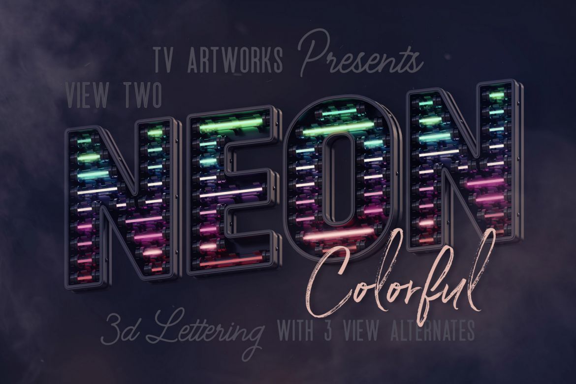 Colorful Neon 3D Lettering View 2 | Deeezy