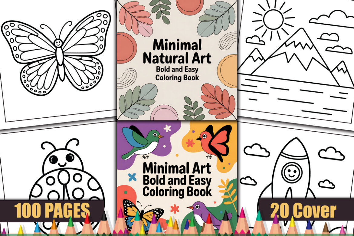100 Minimal Art Bold and Easy Coloring Pages | Deeezy