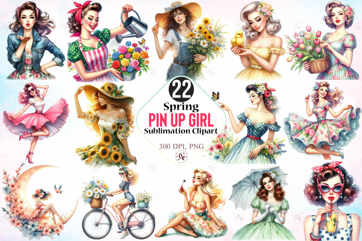 Spring Pin Up Girl Sublimation | Deeezy