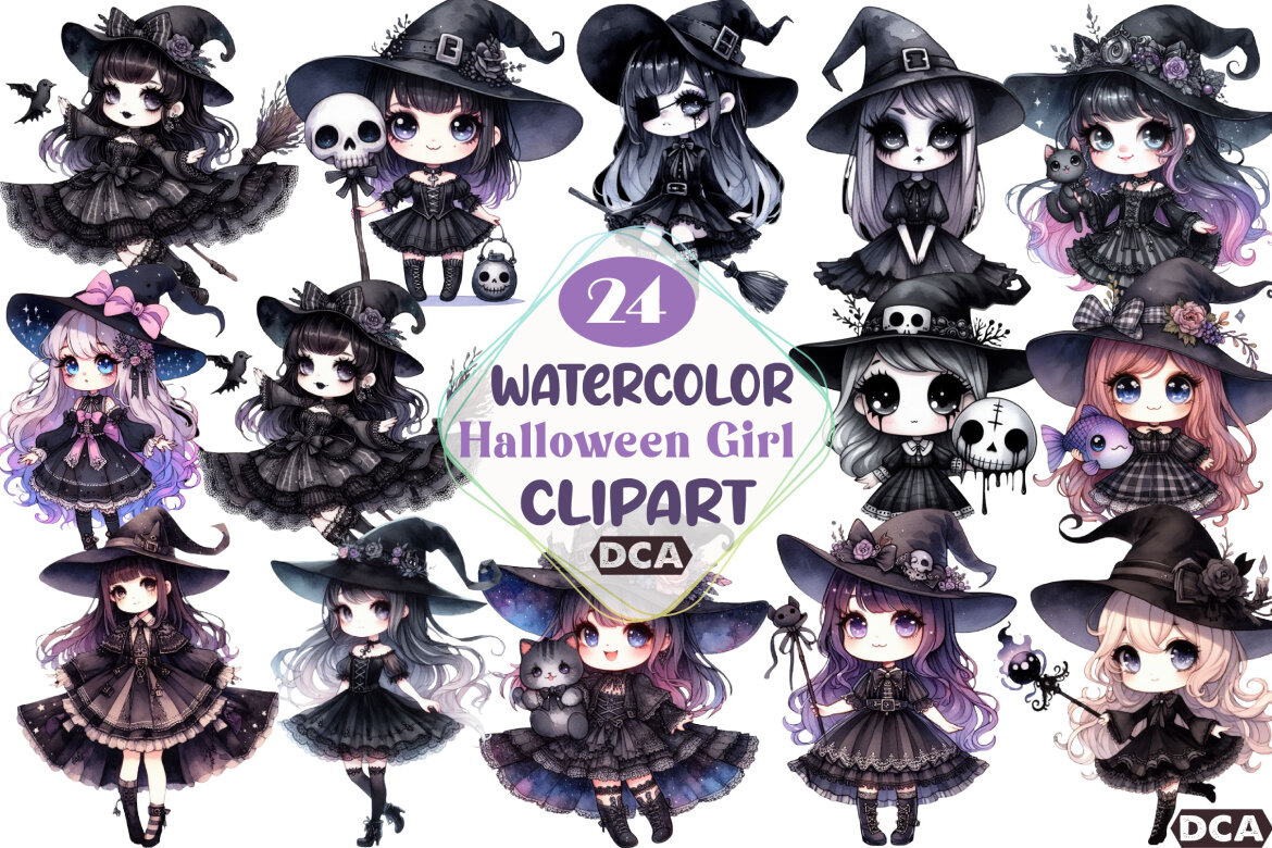 Cute Witch Halloween Girl PNG Clipart | Deeezy