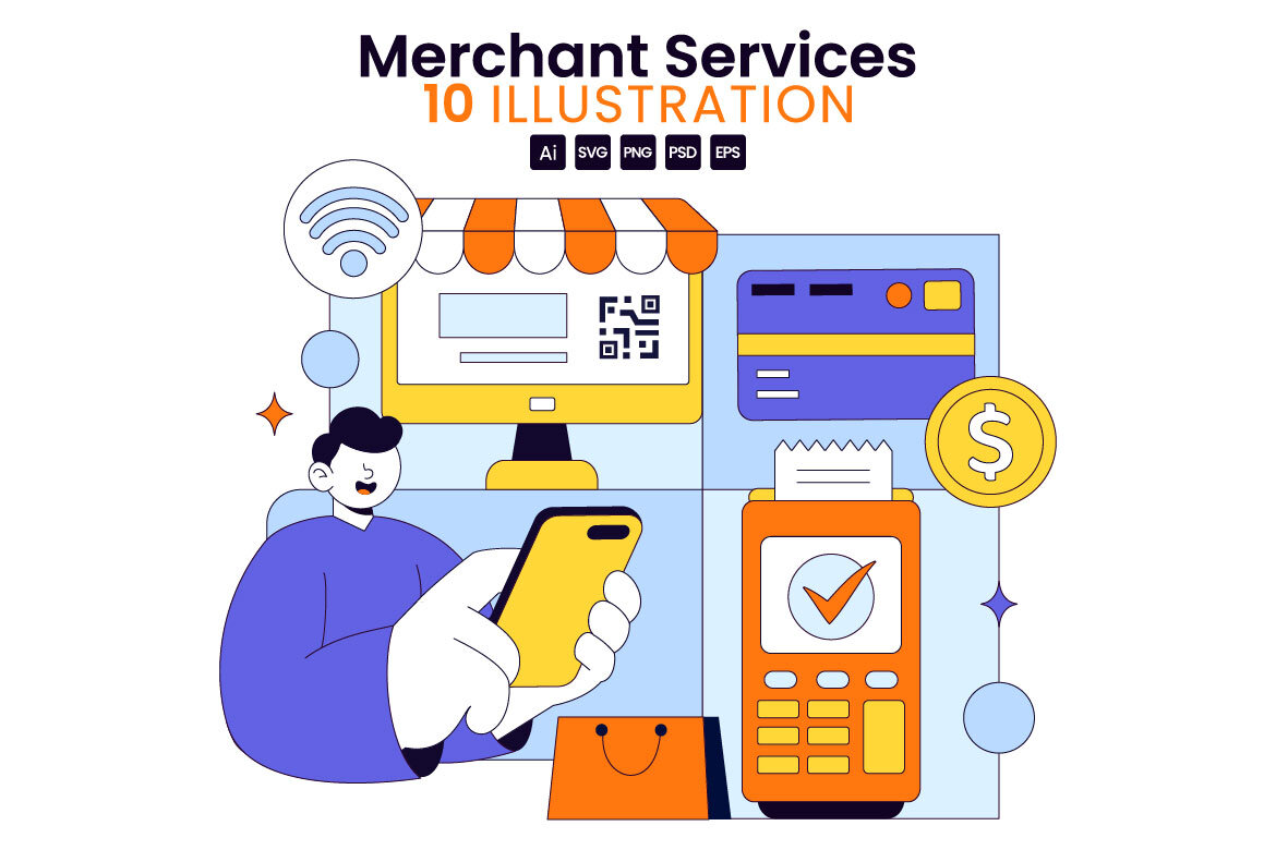 10 Merchant Services Vector Illustration | Deeezy