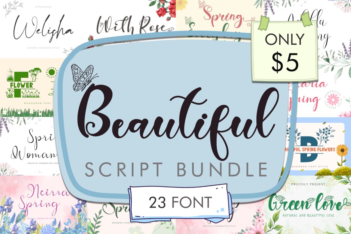 Beautiful Script Bundle - 23 Fonts | Deeezy