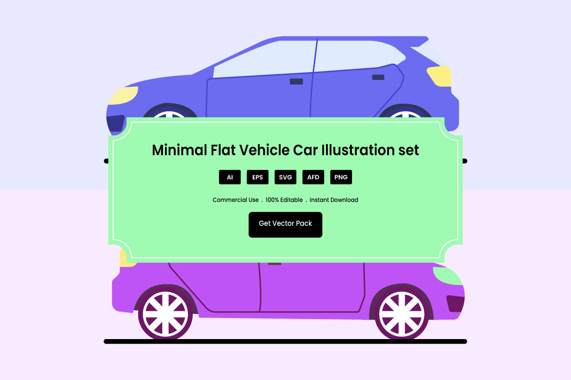 Minimal Flat Vehicle Car Illustration set | Deeezy
