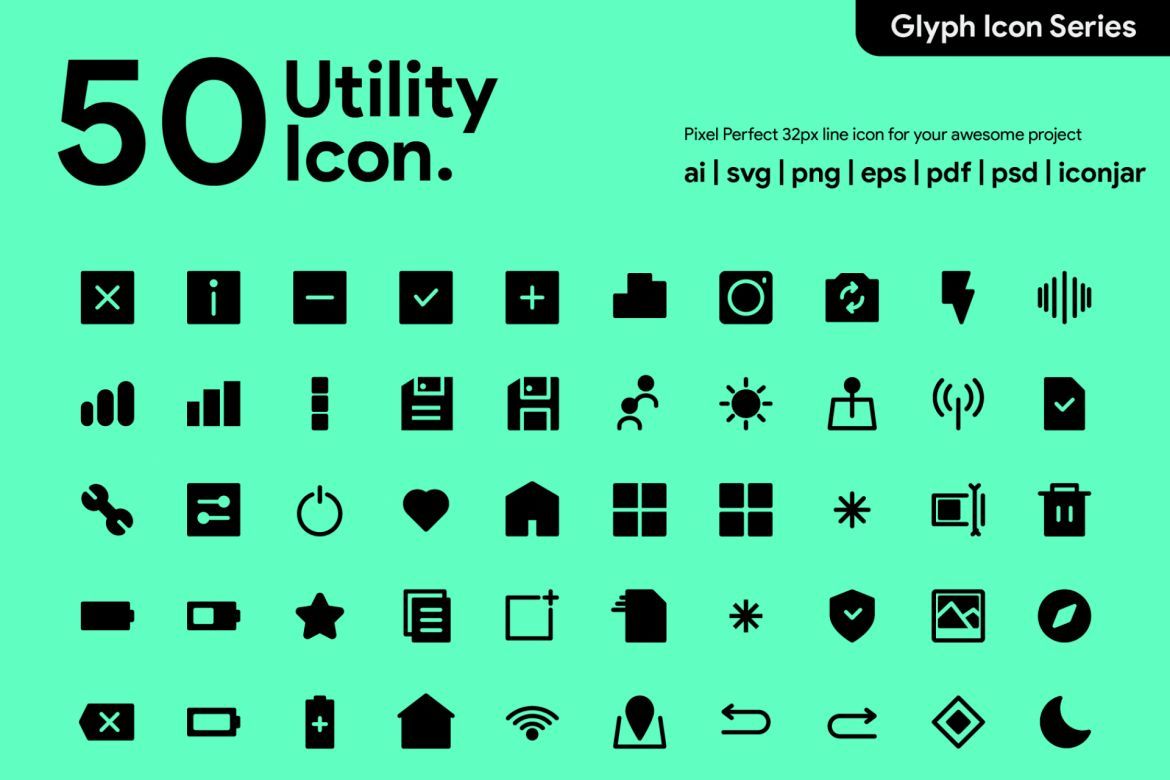 50 Utility Icon Glyph | Deeezy
