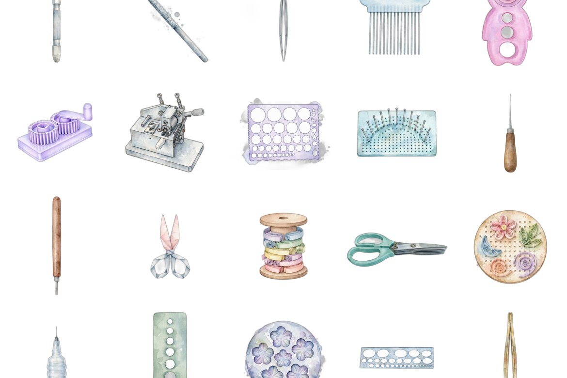 Traditional Paper Quilling & Filigree Paper Craft Watercolor Clipart ...