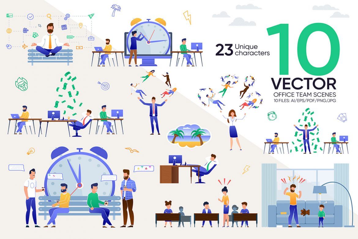 Office Team Vector Scenes | Deeezy