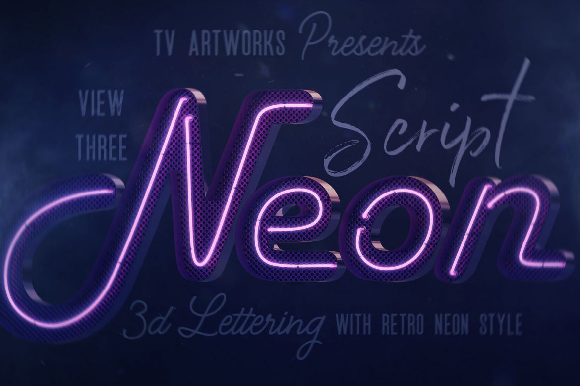 Script Neon 3D Lettering View 3 | Deeezy