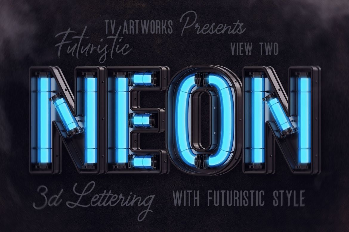 Futuristic Neon 3D Lettering View 2 | Deeezy