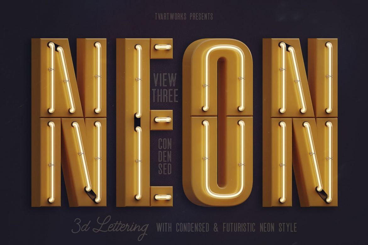 Condensed Neon 3D Lettering View 3 | Deeezy