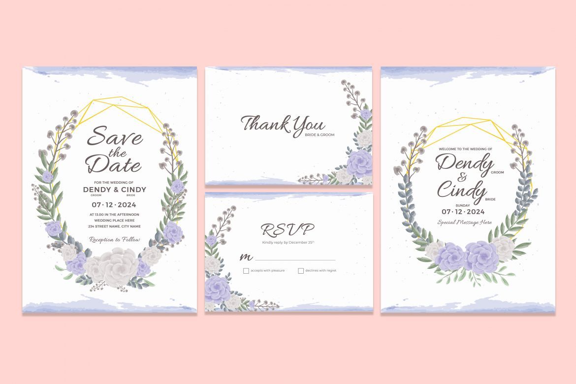 Watercolor Wedding Invitation Template | Deeezy