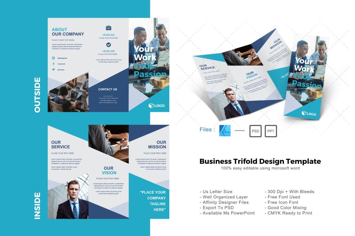 Multipurpose business trifold brochure design template | Deeezy