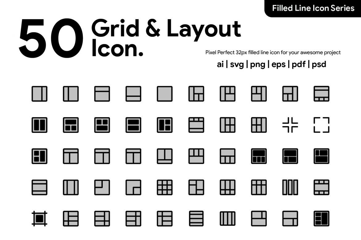 50 Grid & Layout Icon Filled Line | Deeezy