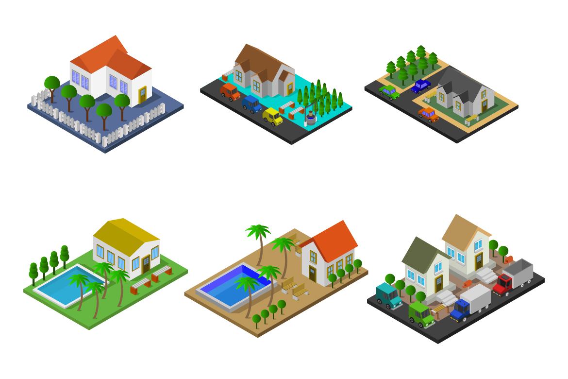 6 isometric buildings set - Small Buildings 14 | Deeezy