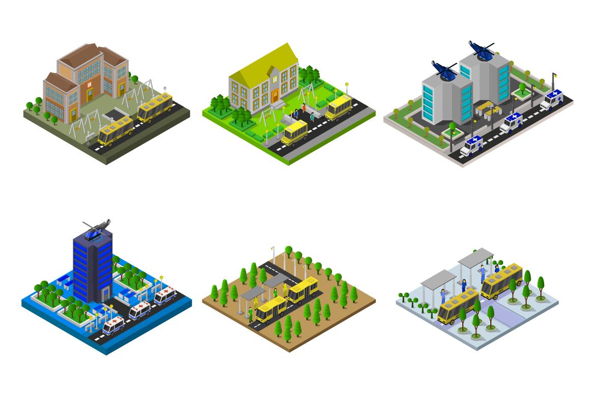 6 isometric buildings set - various 18 | Deeezy