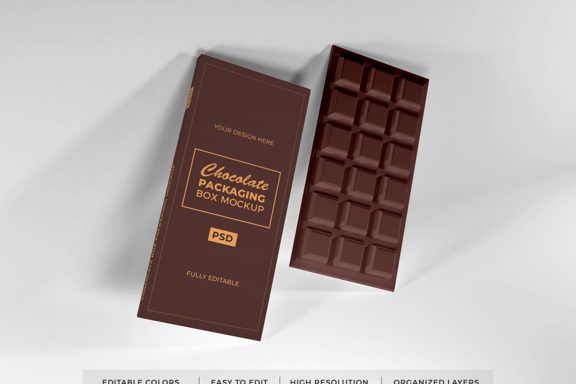 Realistic Chocolate Box Mockup Template 