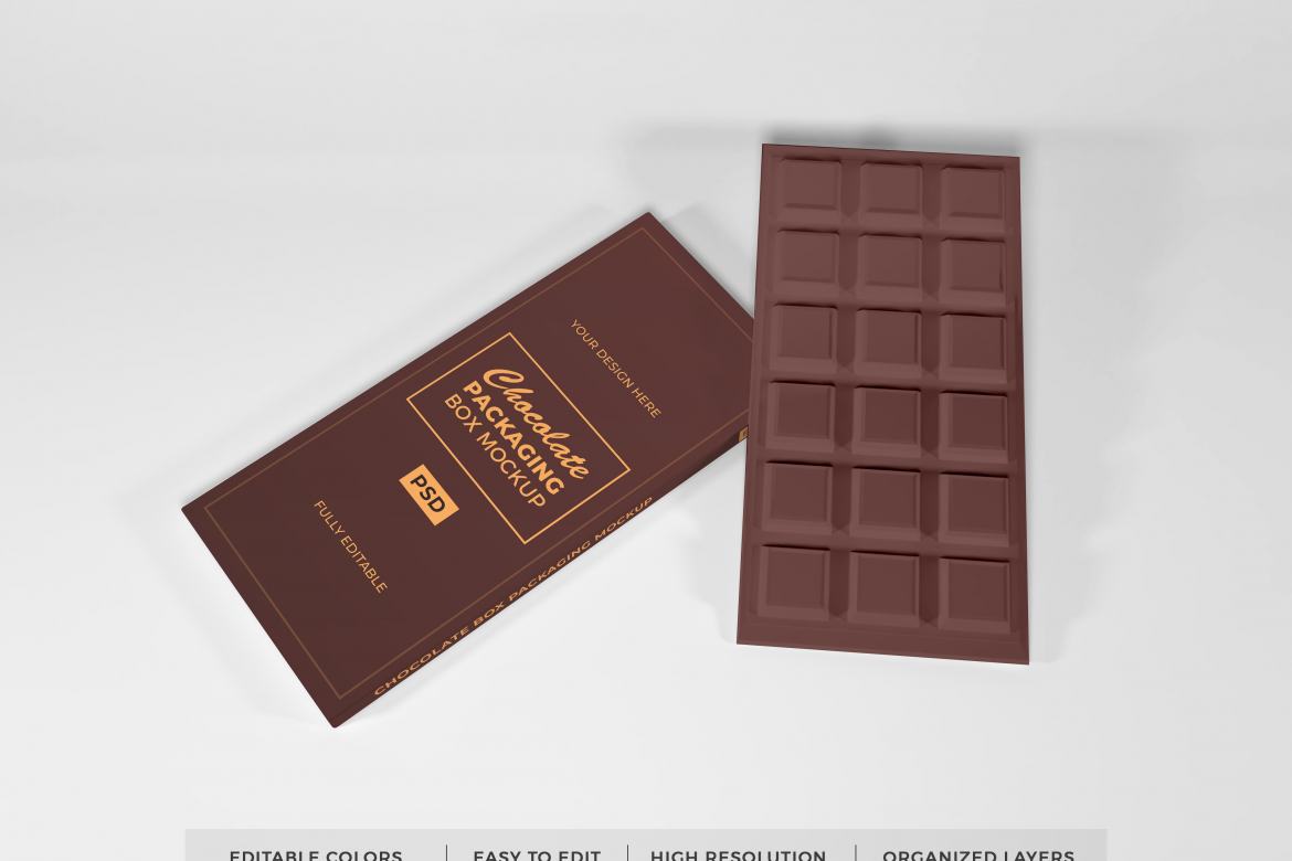 Realistic Chocolate Box Mockup Template | Deeezy