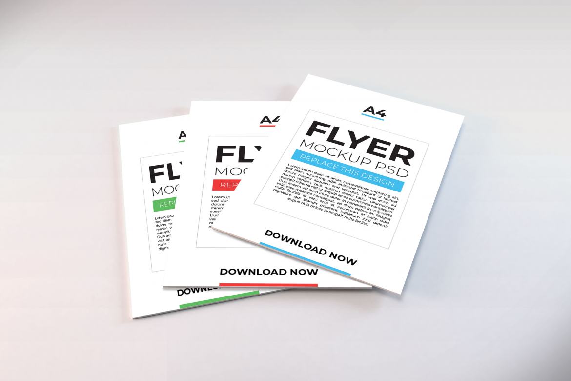 Realistic A4 Flyer Mockup Template PSD | Deeezy