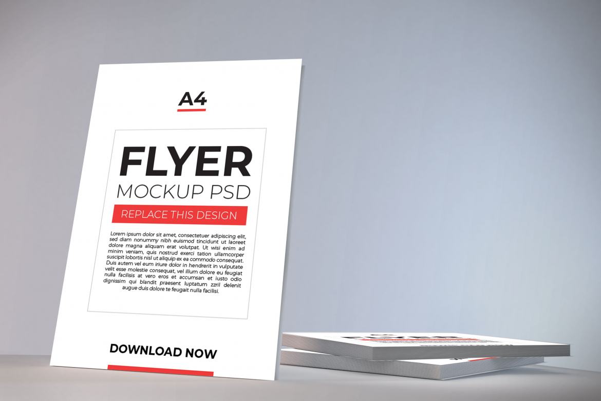 Realistic A4 Flyer Mockup Template PSD | Deeezy