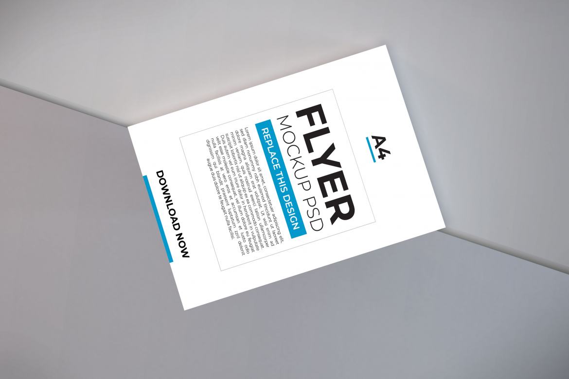 Realistic A4 Flyer Mockup Template PSD | Deeezy