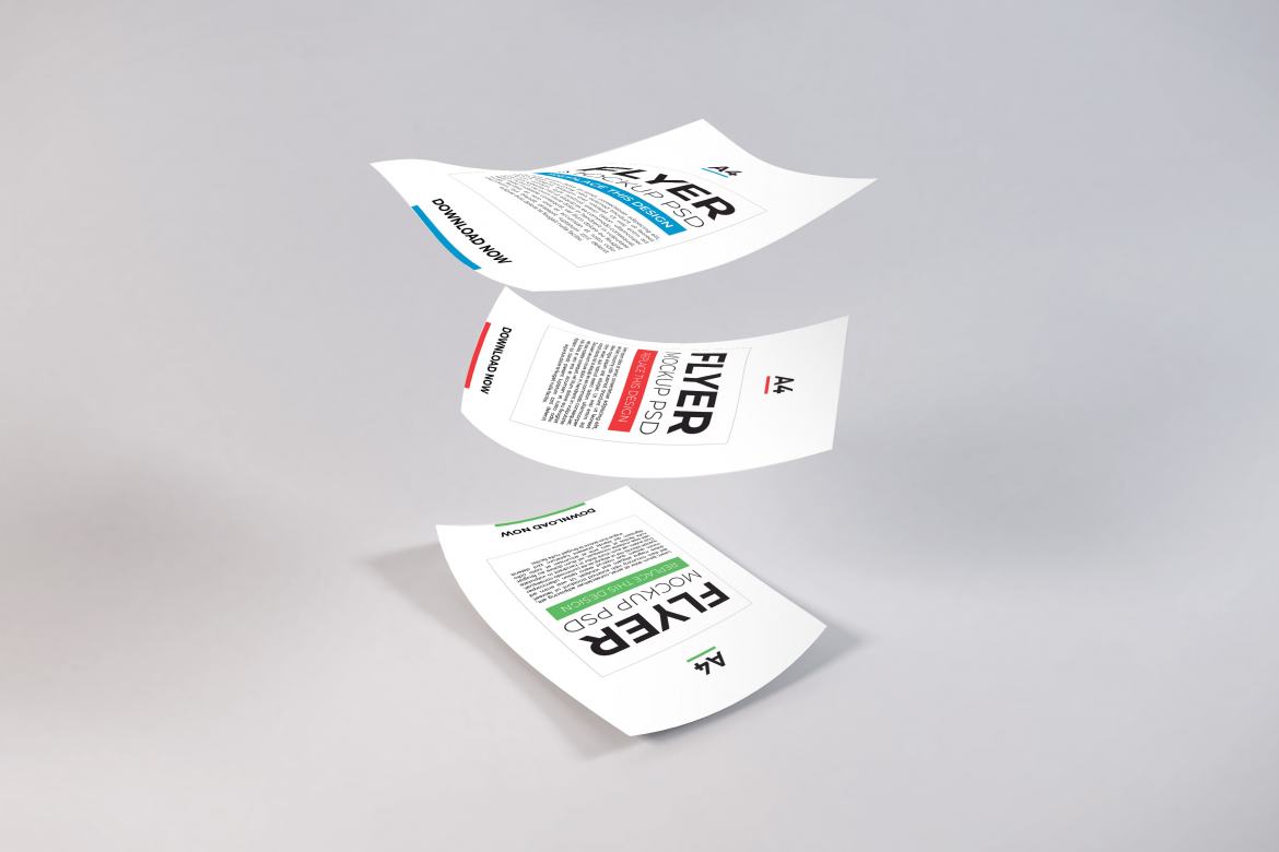 Realistic A4 Flyer Mockup Template PSD | Deeezy