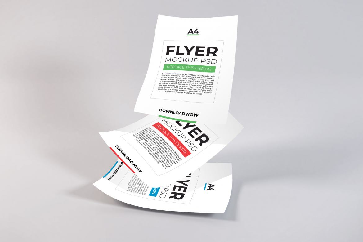 Realistic A4 Flyer Mockup Template PSD | Deeezy