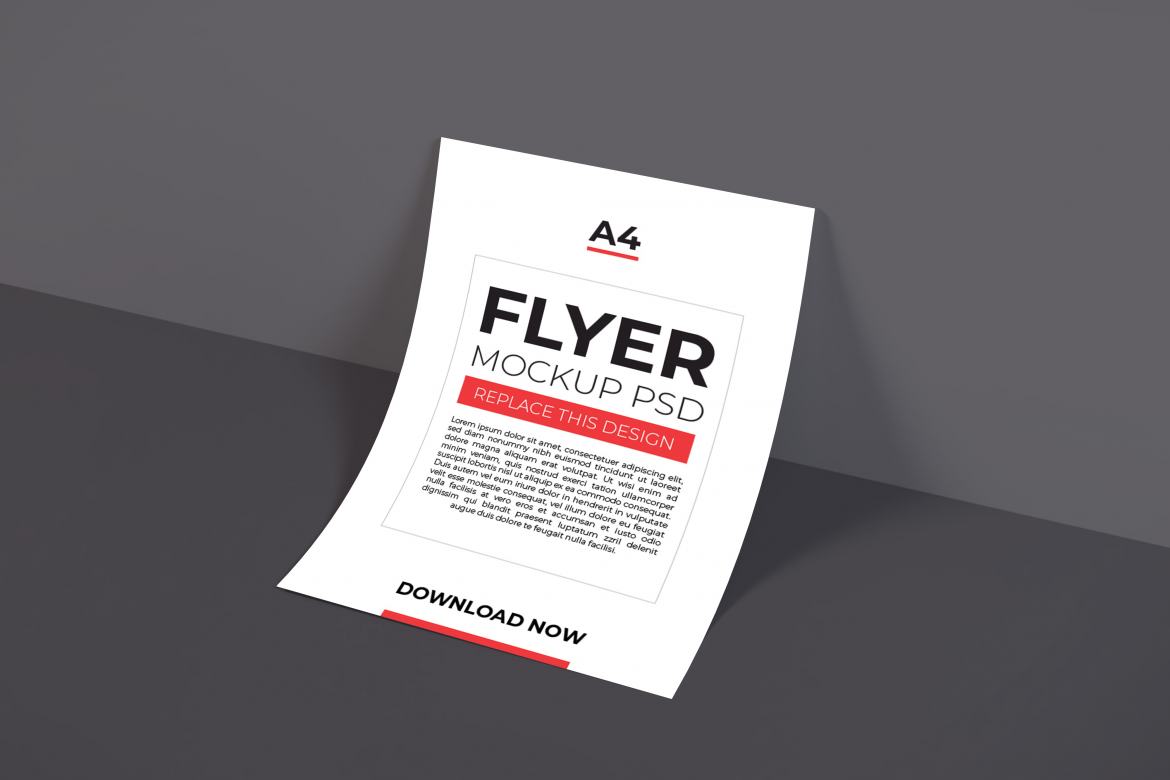 Realistic A4 Flyer Mockup Template PSD | Deeezy