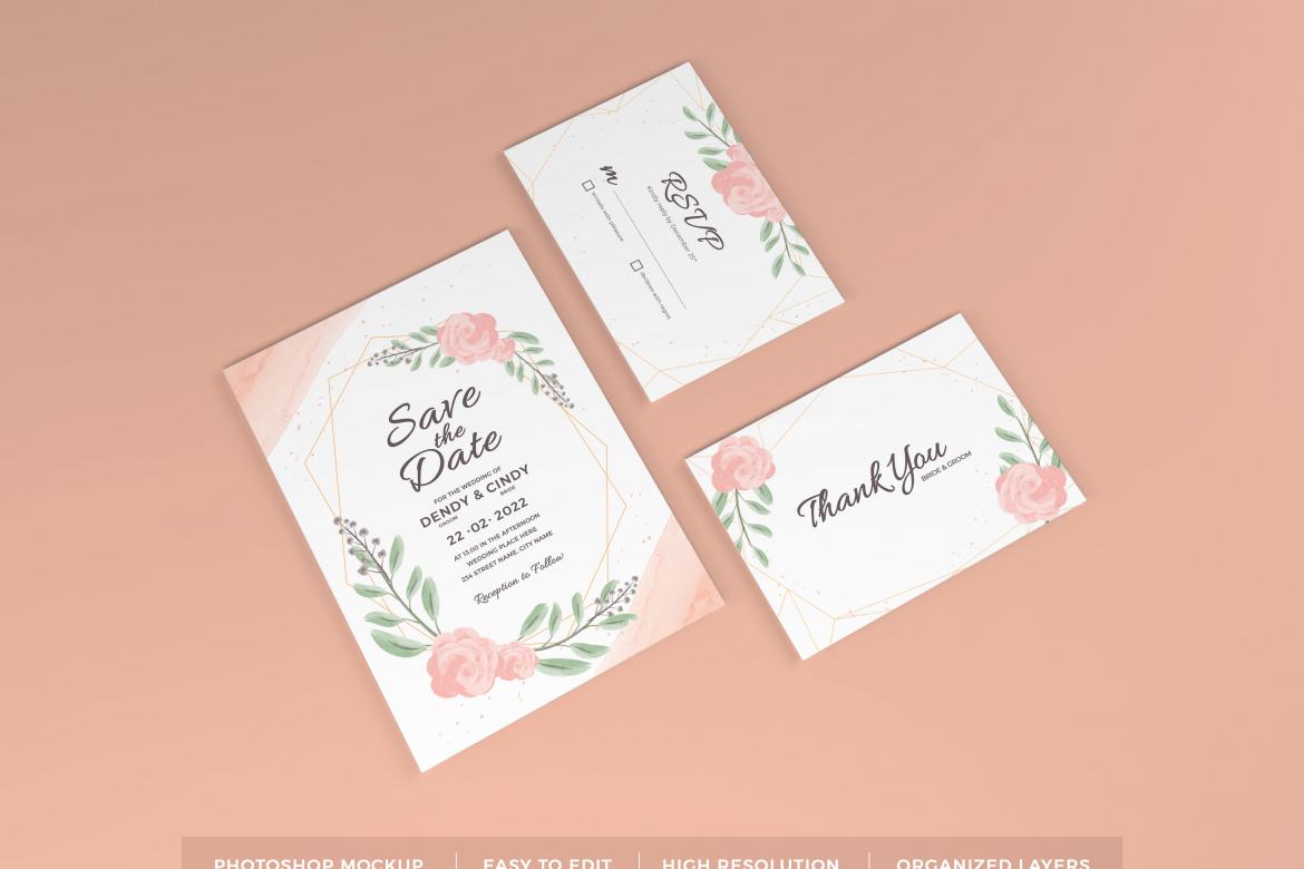 Free Wedding Paper Stationery Mockup Template