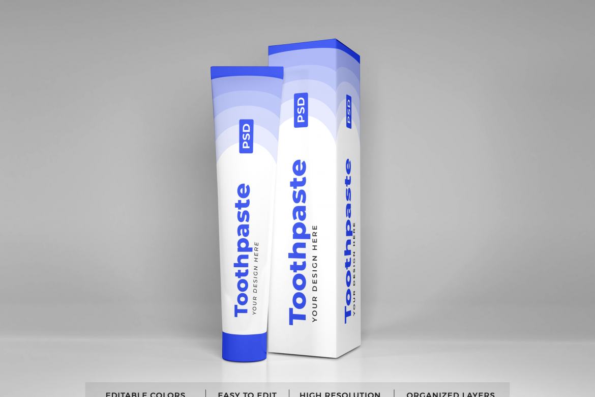 Realistic Toothpaste Packaging Mockup Template Deeezy