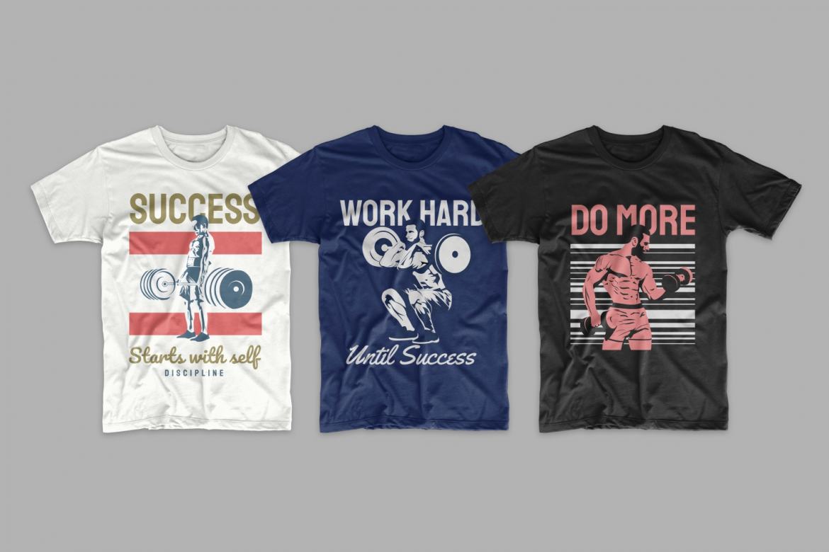 50 Gym Workout Tshirt Design Bundle Deeezy