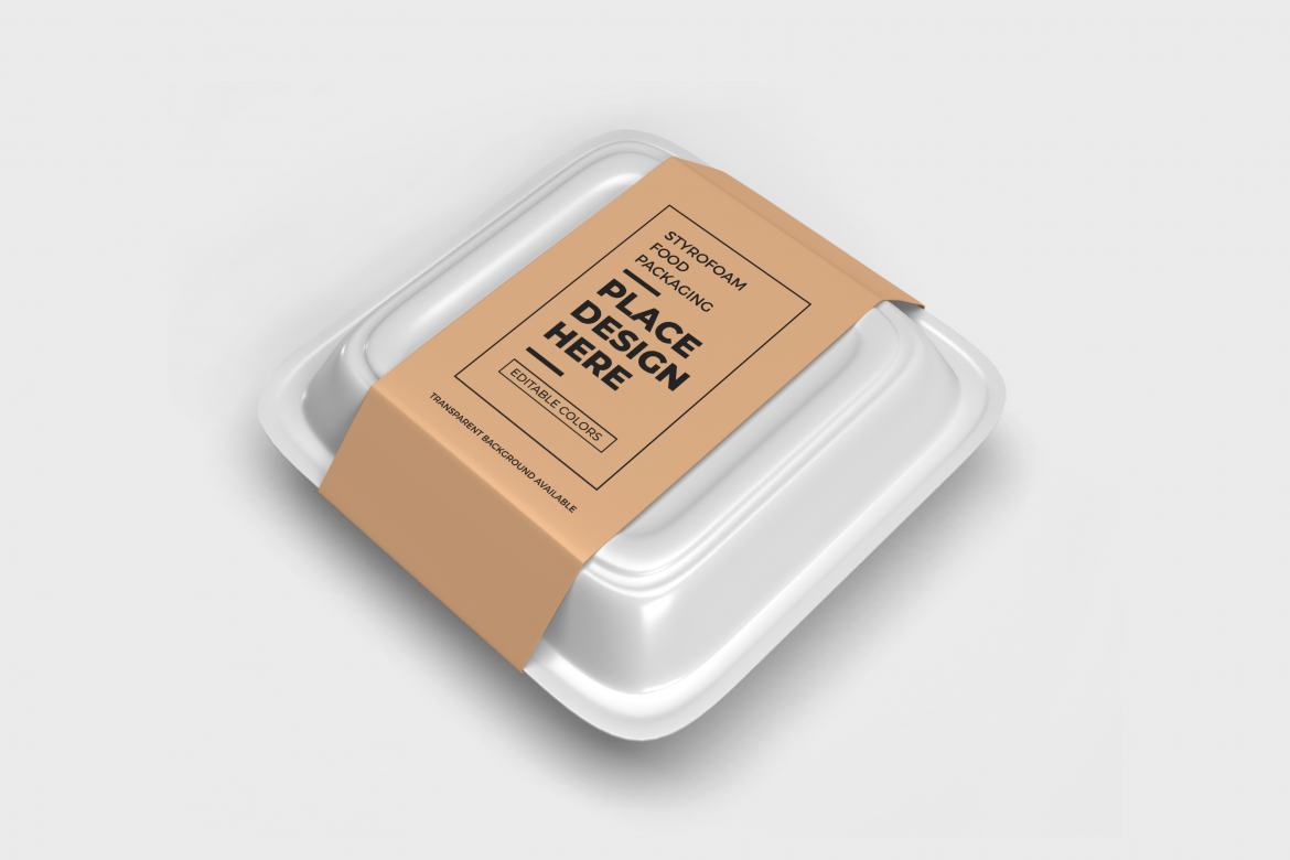 Styrofoam Food Box Packaging Mockup Template Deeezy