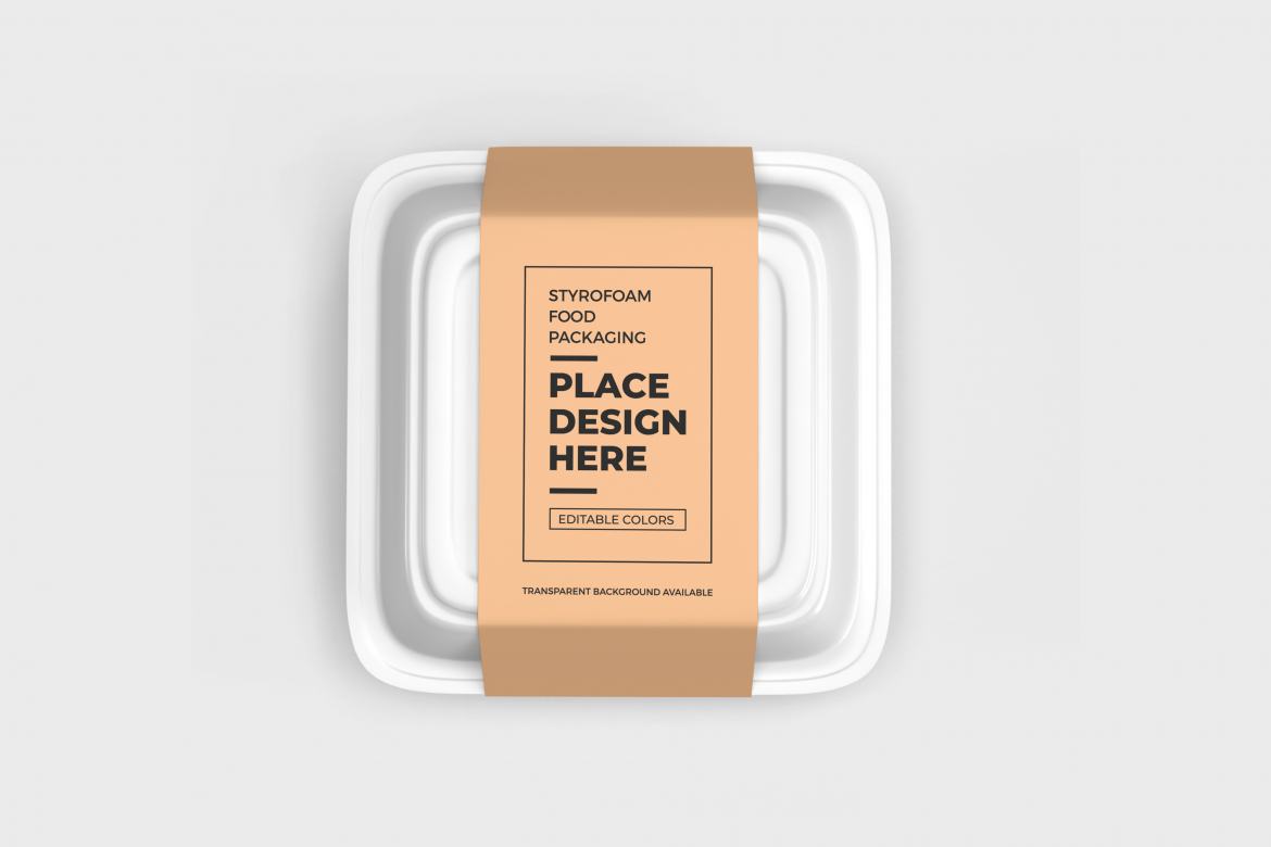 Styrofoam Food Box Packaging Mockup Template Deeezy
