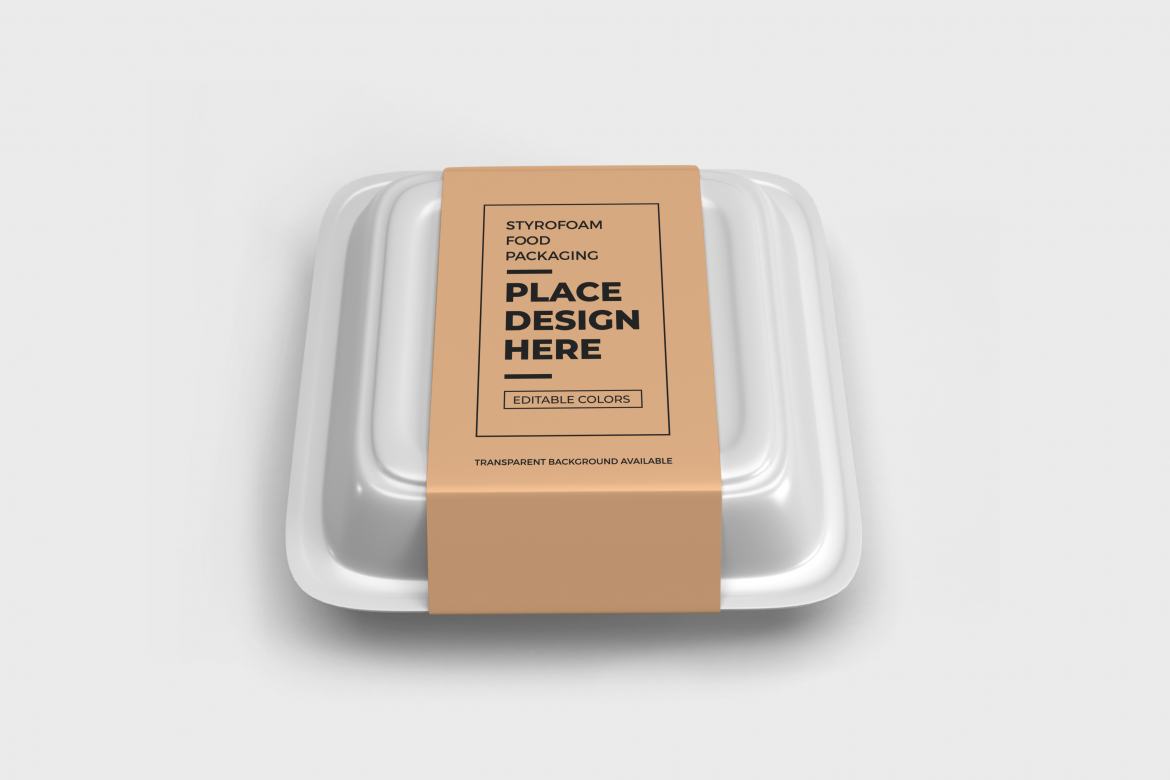 Styrofoam Food Box Packaging Mockup Template | Deeezy