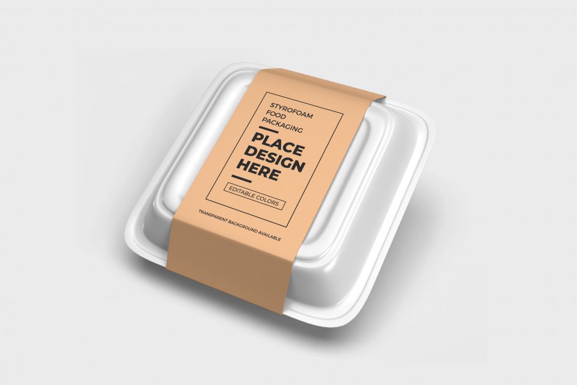 Styrofoam Food Box Packaging Mockup Template Deeezy