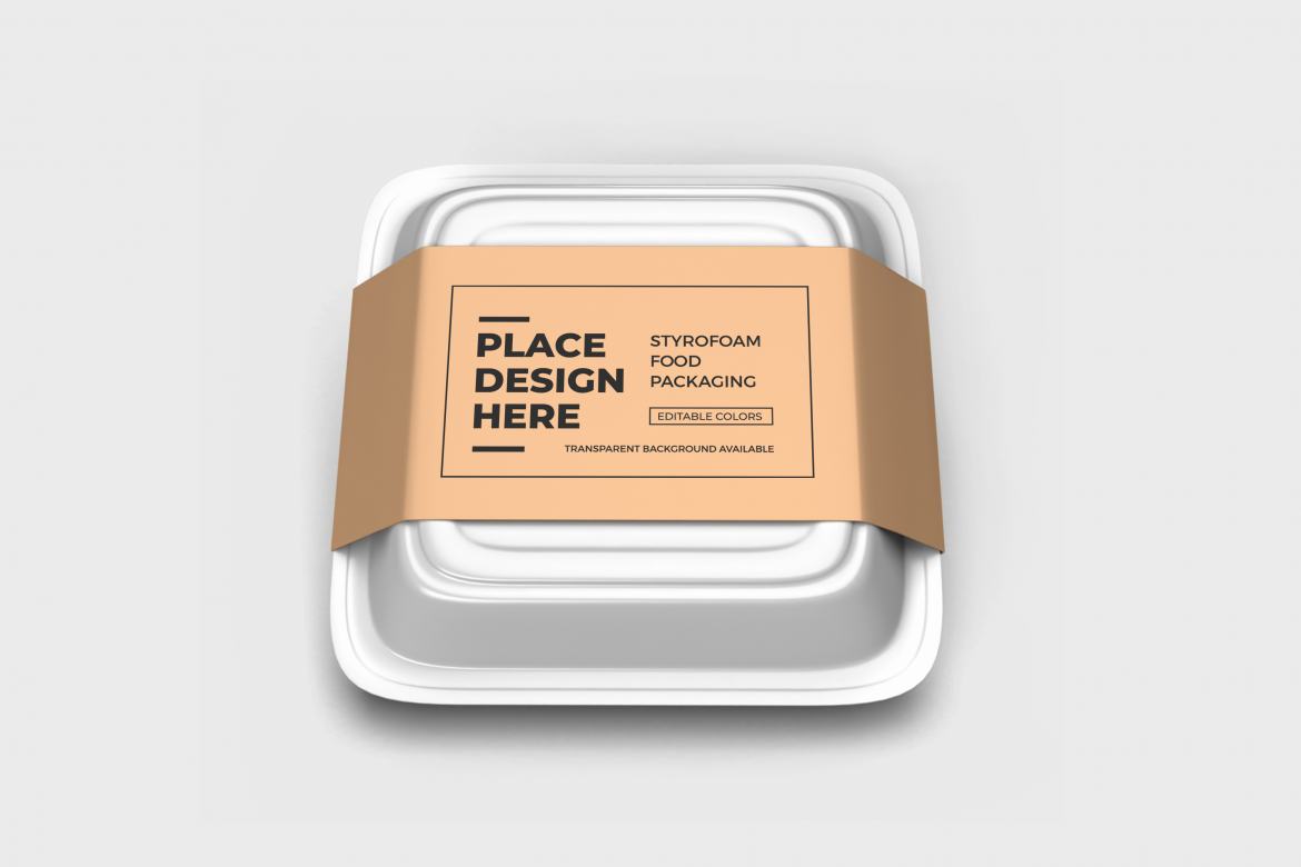 Styrofoam Food Box Packaging Mockup Template | Deeezy