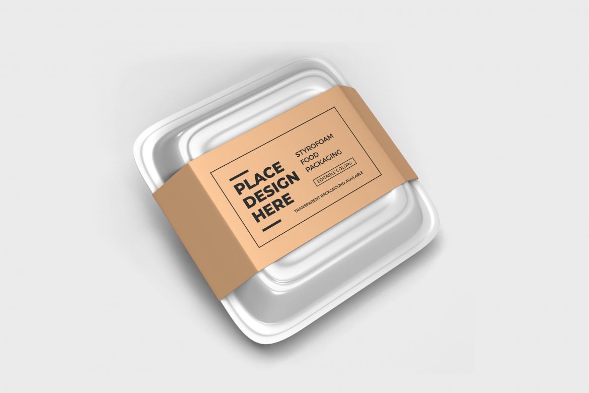 Styrofoam Food Box Packaging Mockup Template Deeezy