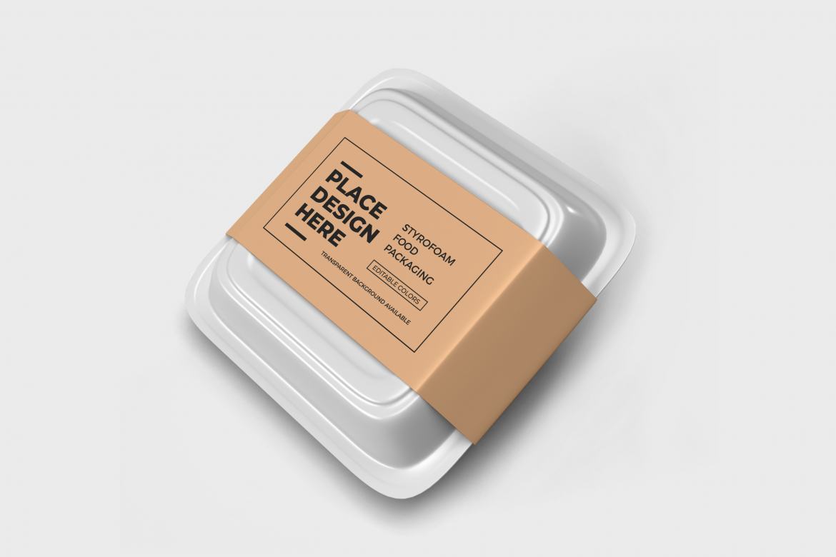 Styrofoam Food Box Packaging Mockup Template | Deeezy