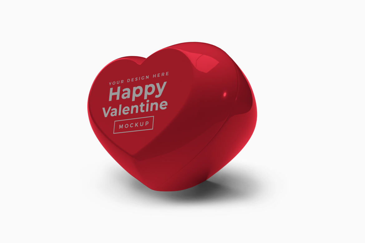 Valentine Love Heart Container with Lid Mockup Template | Deeezy